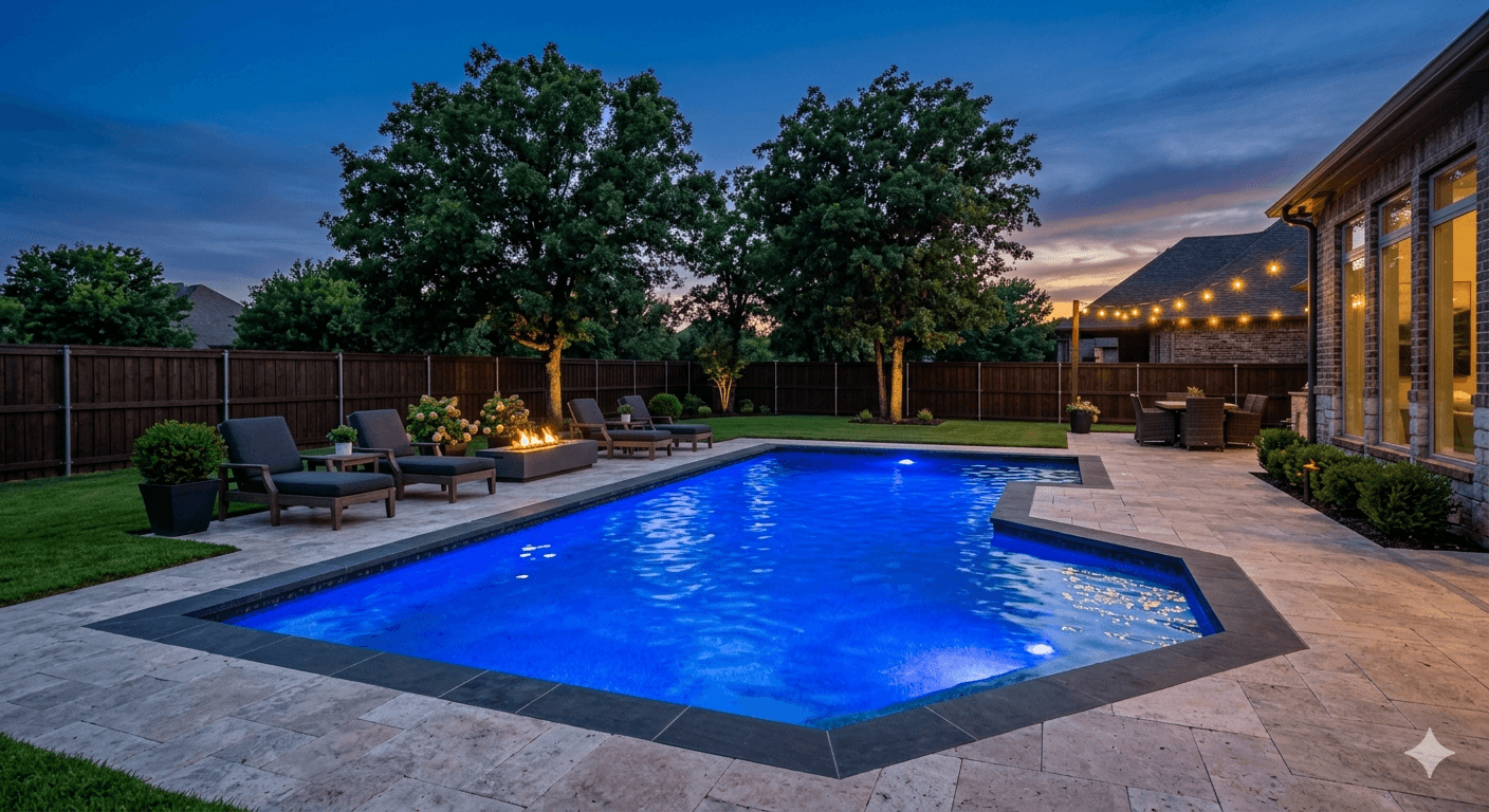Completed custom in-ground pool ready for its first swim