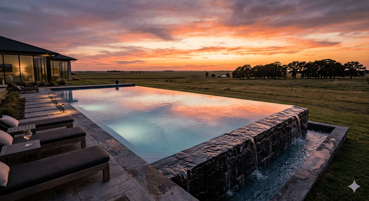 Negative edge infinity pool showing vanishing water horizon