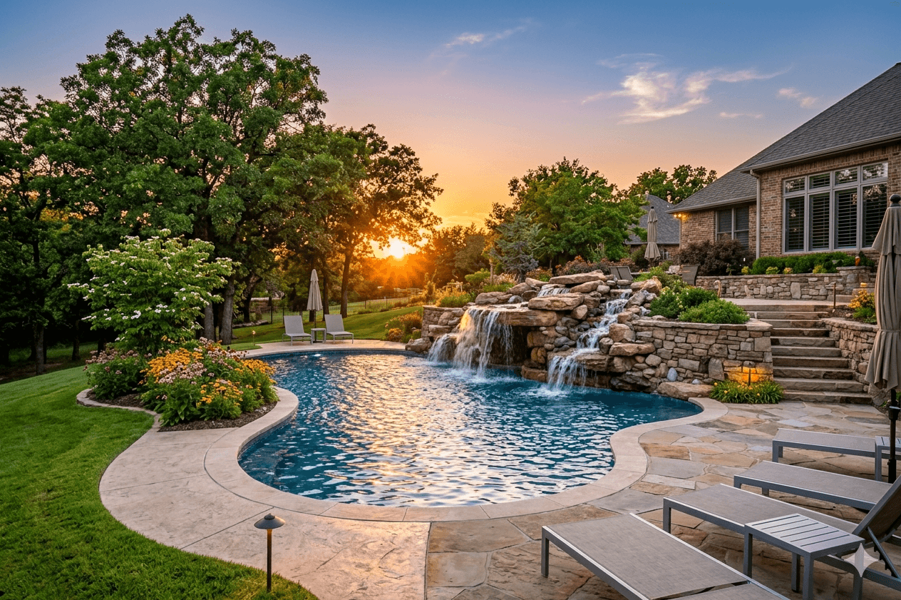 Resort-Style Build — New Construction by Clearwater Pool & Spa in Jenks, Oklahoma