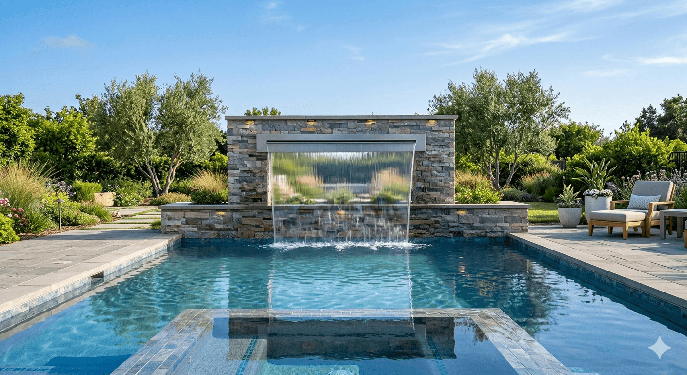 Sheer Descent Feature — Water Features by Clearwater Pool & Spa in South Tulsa, Oklahoma