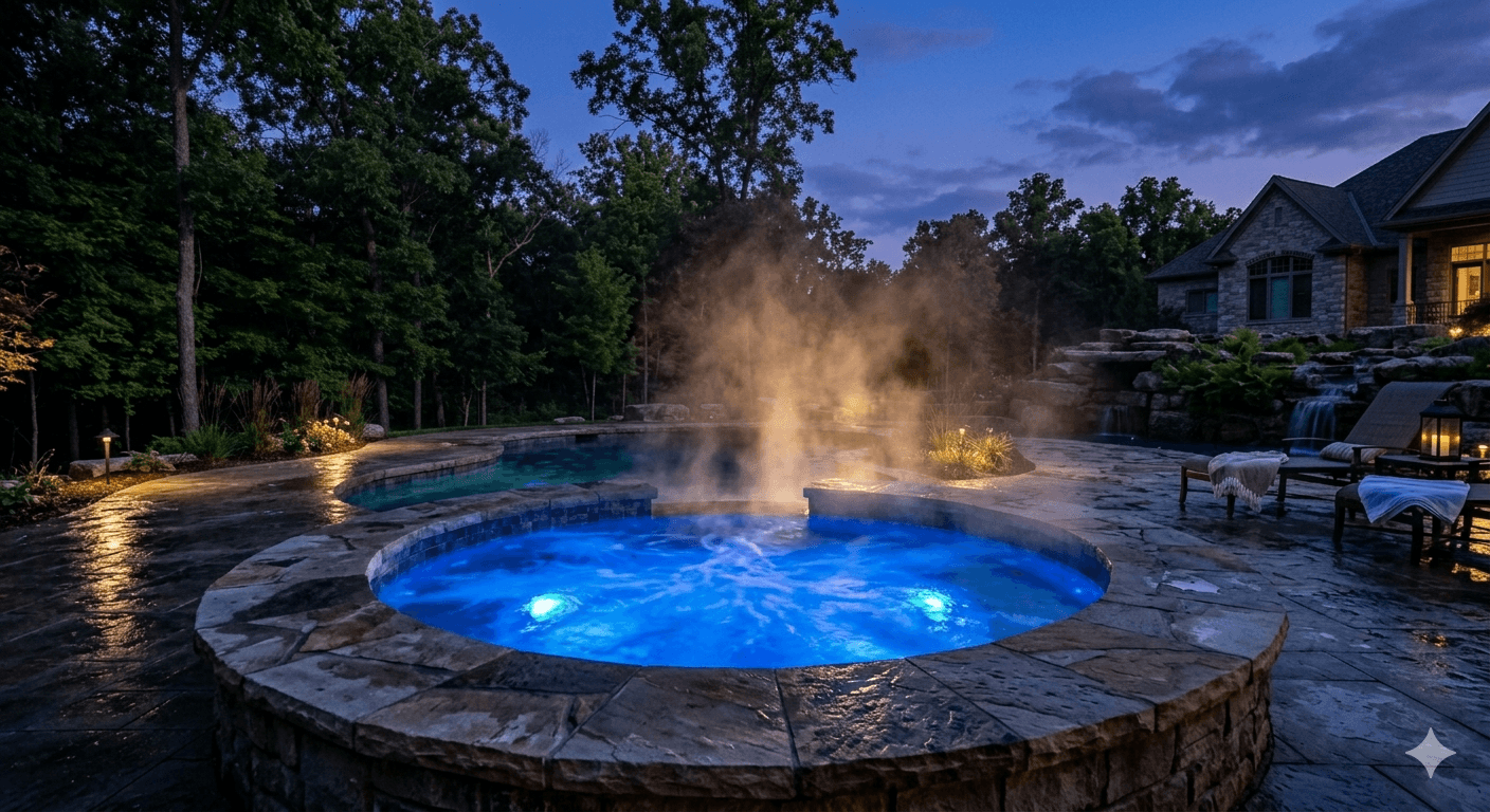 LED Spa at Dusk — Spas by Clearwater Pool & Spa in Broken Arrow, Oklahoma