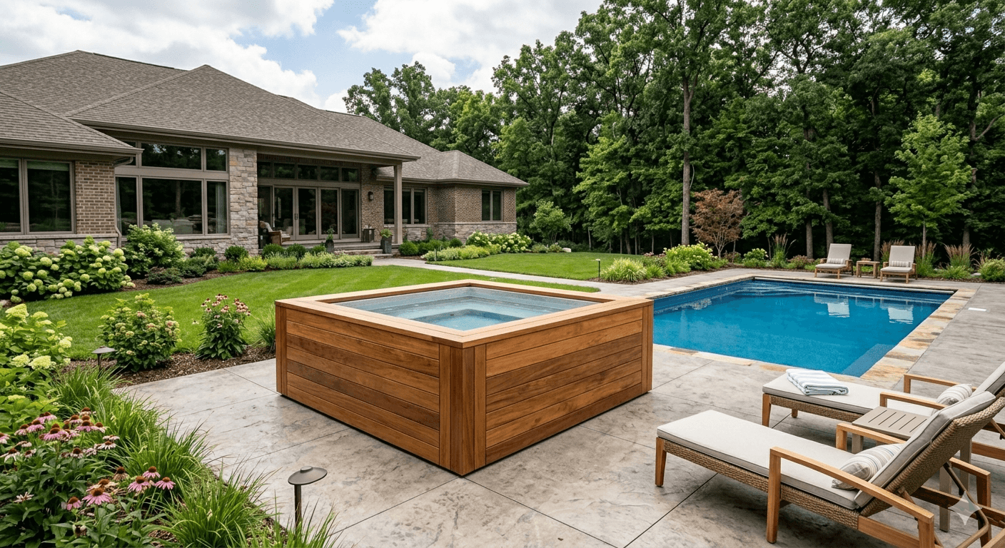 Wood-Clad Freestanding Spa — Spas by Clearwater Pool & Spa in Jenks, Oklahoma