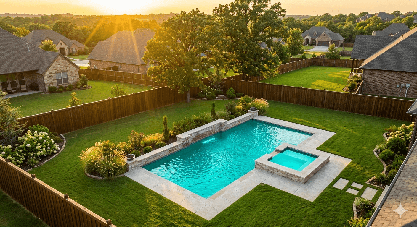 Luxury residential in-ground swimming pool in Tulsa